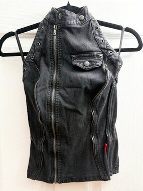 Tripp Goth Zip Up Halter Top